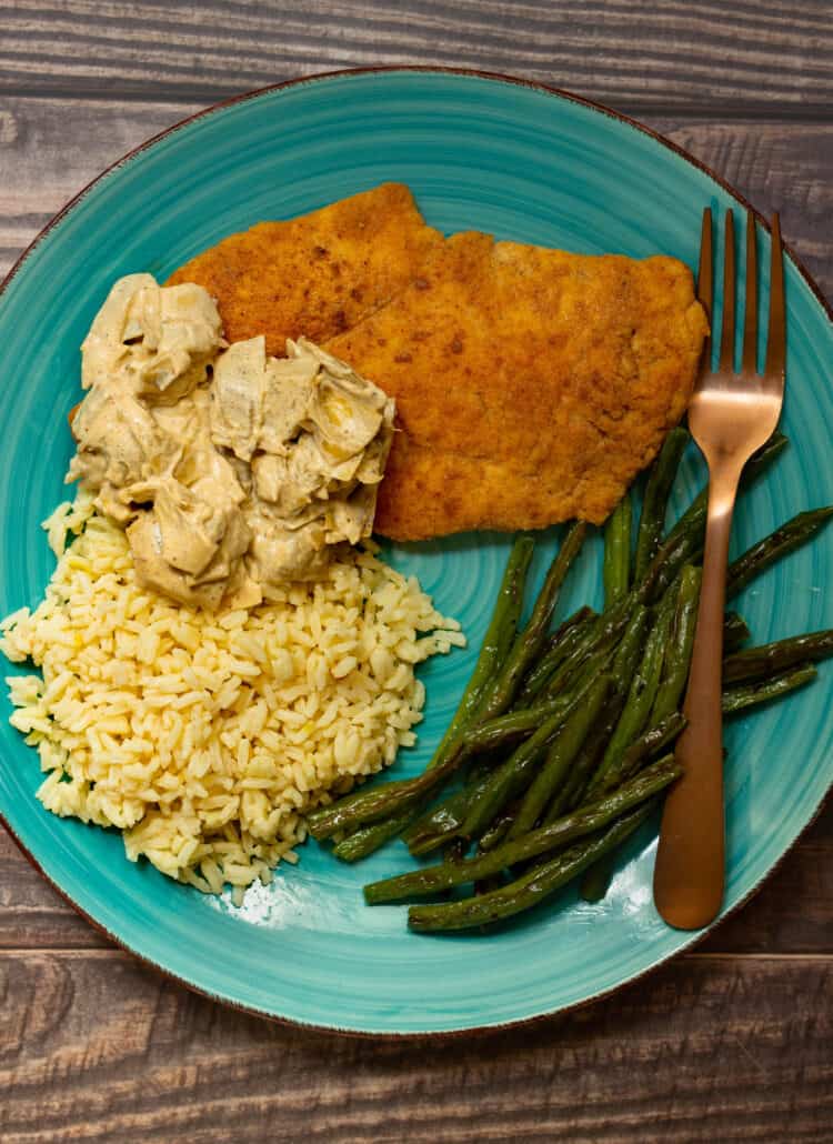 Chicken with rice and green beans