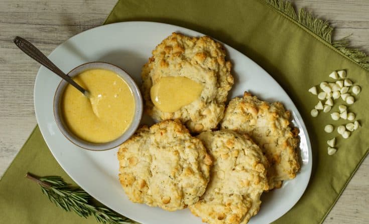 Plate of white chocolate scones