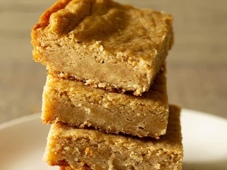 white chocolate brownies on a plate