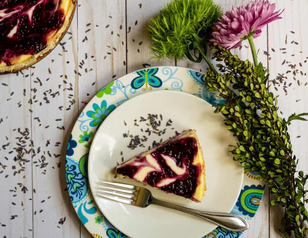 Cheesecake with Blackberry Lavender swirl