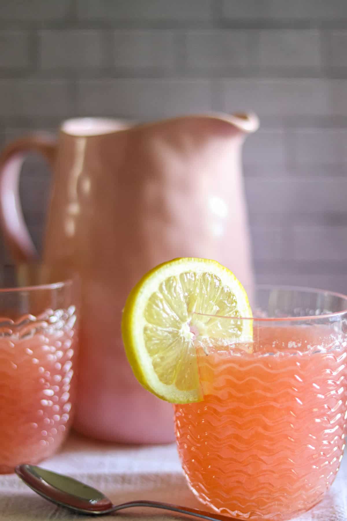 Glasses of rhubarb lemonade
