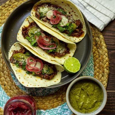 beef tacos and red onions