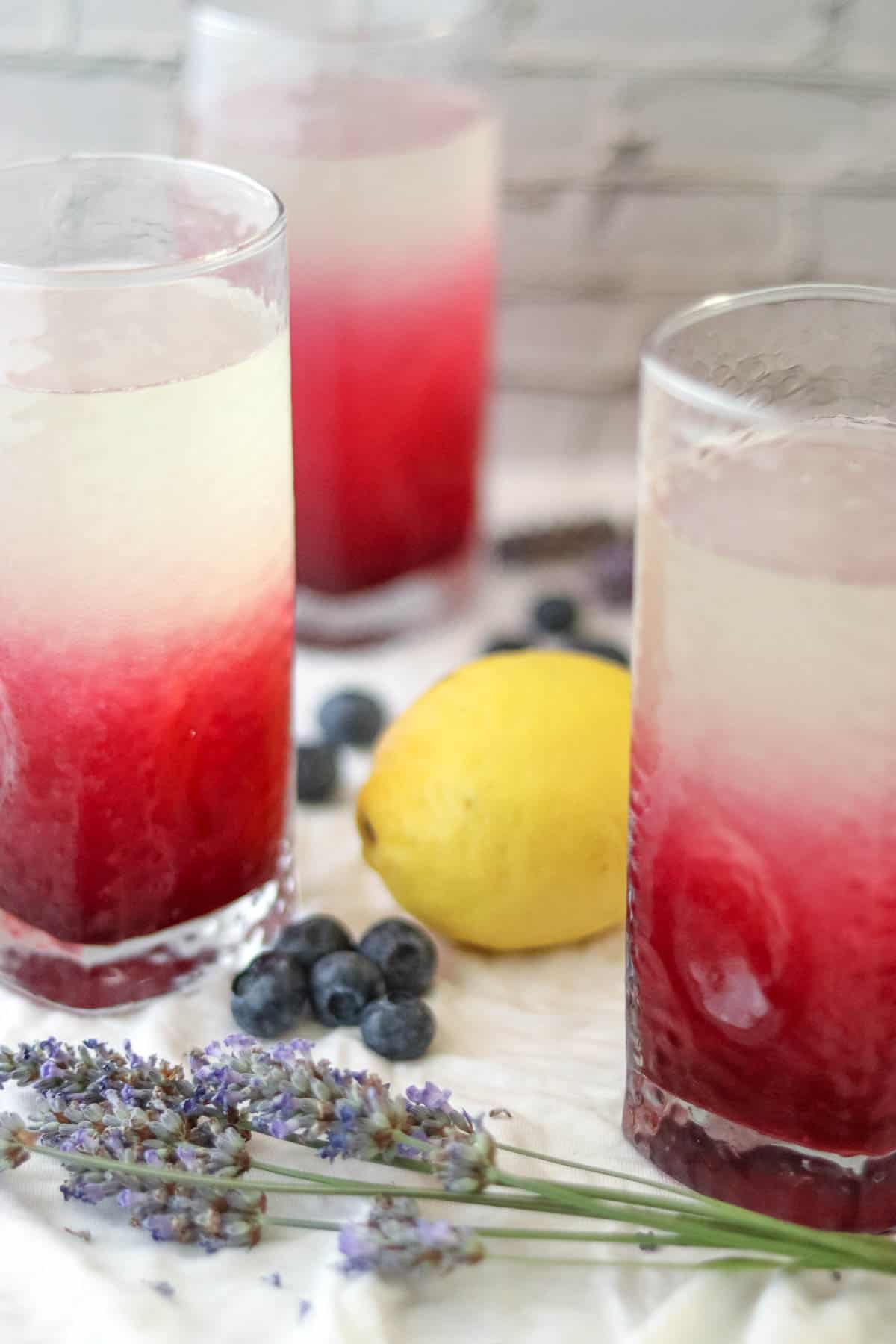 glasses of lemonade on a white background