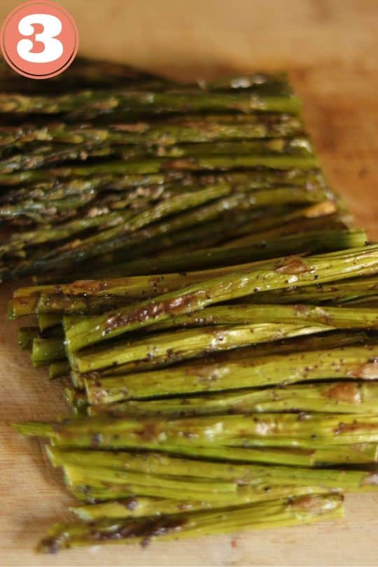 asparagus after roasting and cutting.