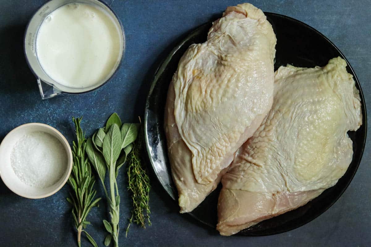 Ingredients for buttermilk brined turkey breast.