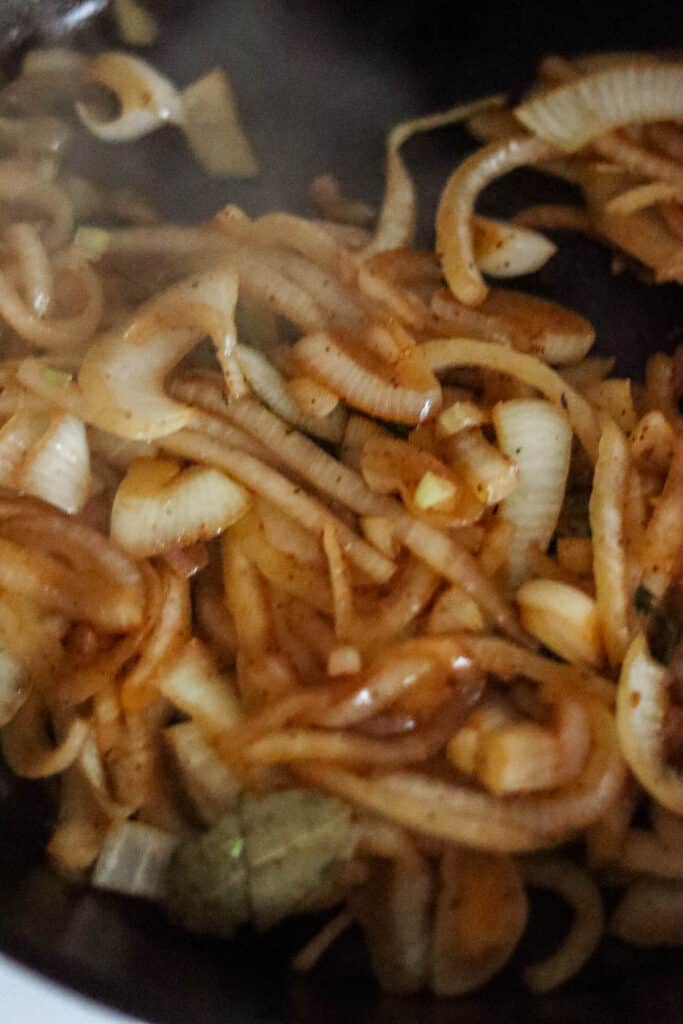 Onions after they are browned.