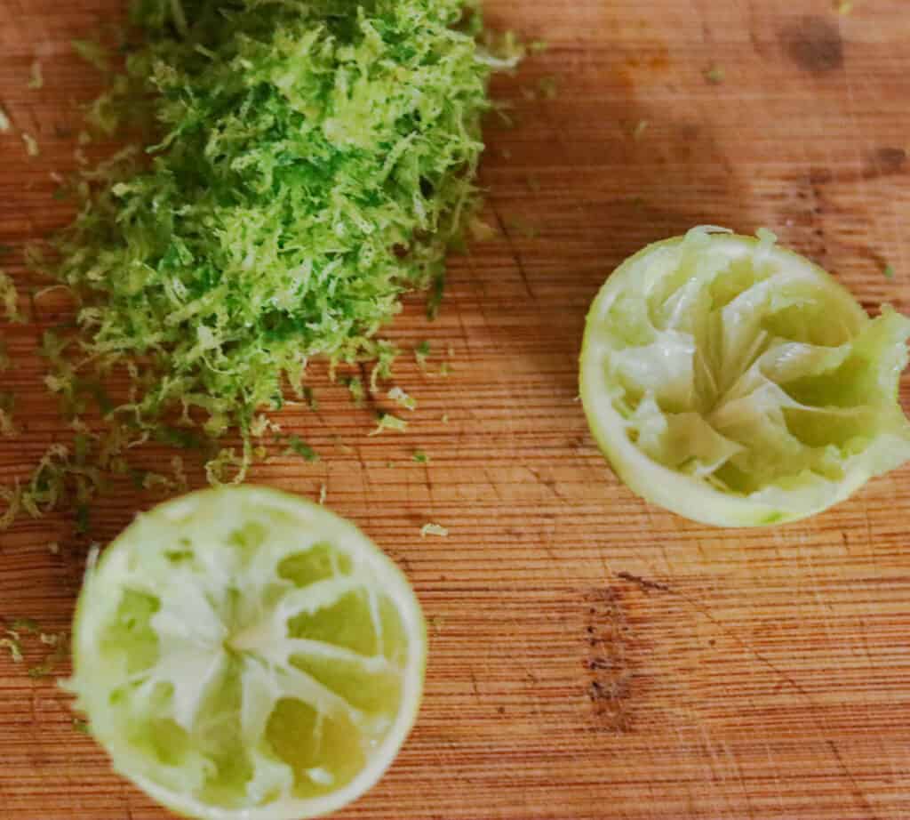 Lime juice and lime zest.
