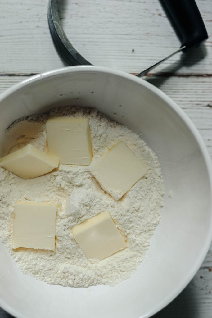 Butter and flour in a bowl.