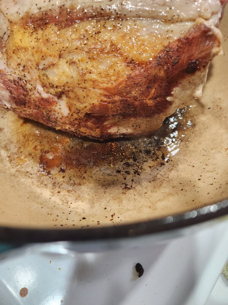 Browned pork roast.