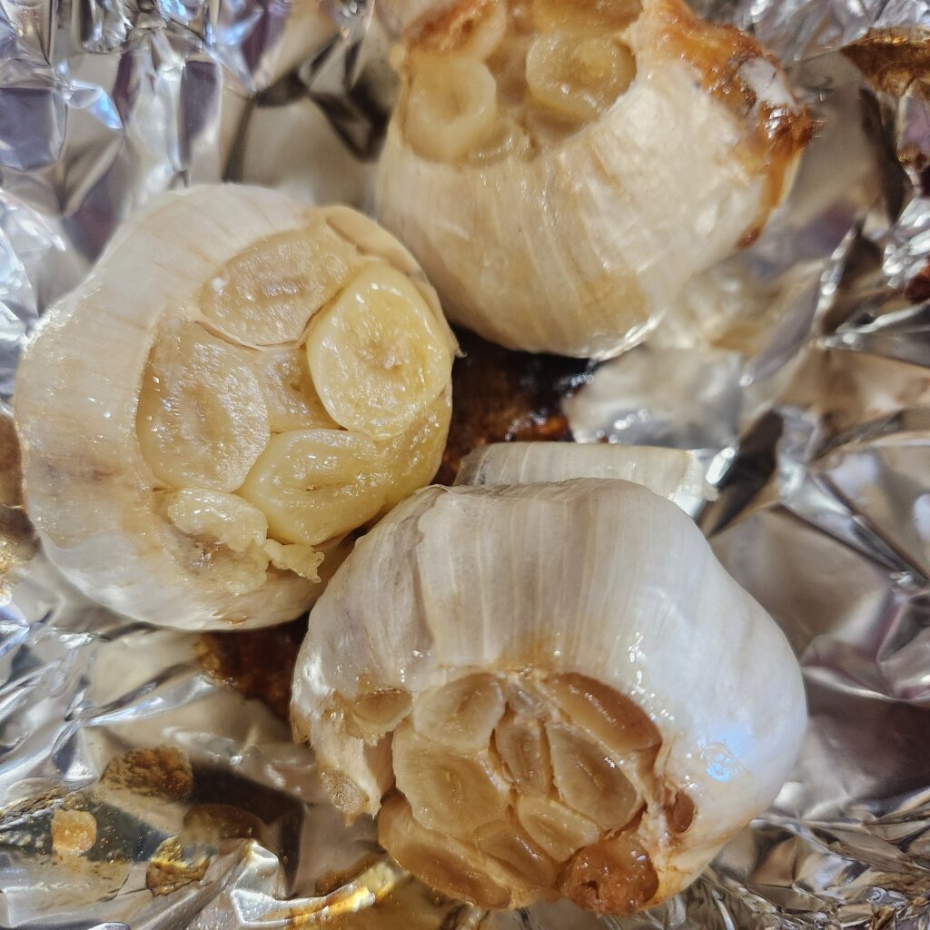 Roasted garlic cloves.