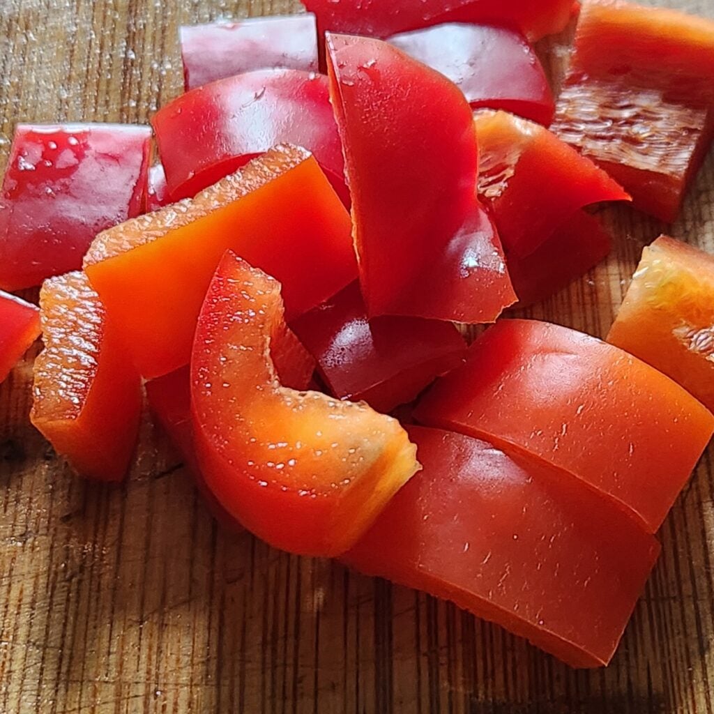Diced bell pepper.