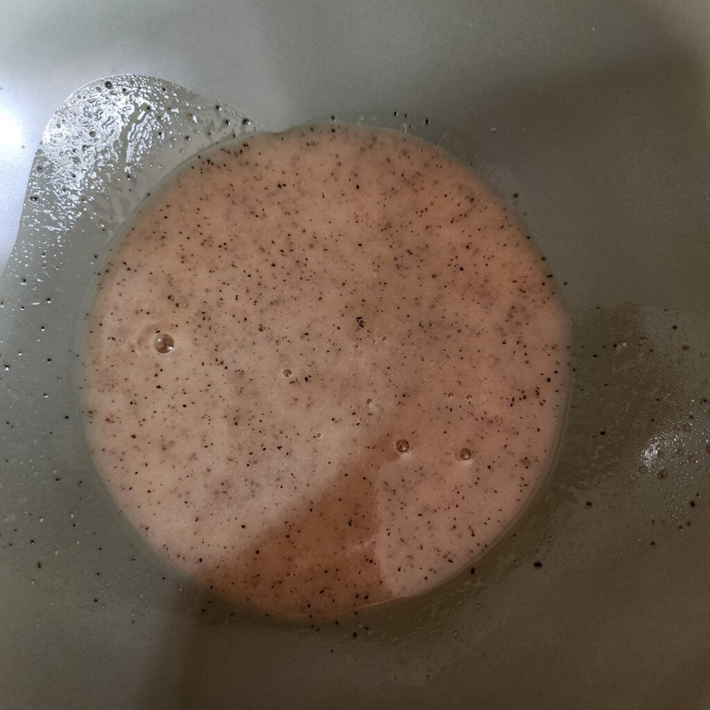 Vinaigrette for the potato salad in a bowl.